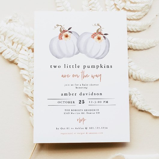 Invitation Fête de naissance jumeaux AMBER Rustic Two Little