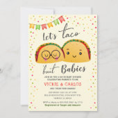 Invitation Fête de Naissance Jumeaux Mixte : Let's Taco Bout  (Devant)