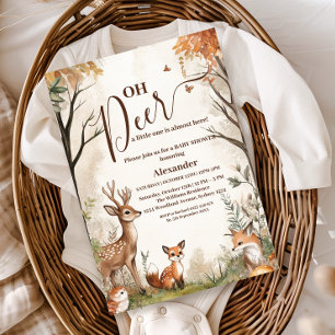 Invitation Fête de Naissance Jumeaux Woodland Oh Deer