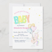 Invitation Fête de naissance Licorne,Ballons,Étoiles (Devant)