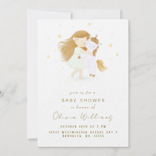 Invitation Fête de naissance licorne petite fille personnalis