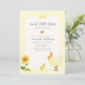 Invitation Fête de naissance Little Chick Sunflower Gingham J (Debout devant)