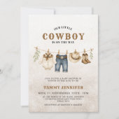 Invitation Fête de naissance Little Cowboy Impression de vach (Devant)