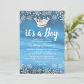 Invitation Fête de naissance Little Prince garçon thème Hiver (Debout devant)