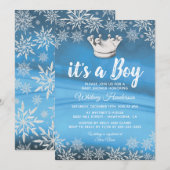 Invitation Fête de naissance Little Prince garçon thème Hiver (Devant / Derrière)