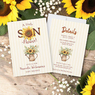 Invitation Fête de naissance "Little "SON"-Flower" Tournesol 