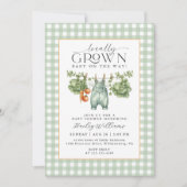 Invitation Fête de Naissance Local Gingham Vert Sauge (Devant)