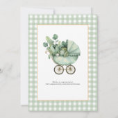 Invitation Fête de Naissance Local Gingham Vert Sauge (Dos)