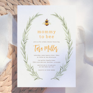 Invitation Fête de naissance Maman Abeille aquarelle genre ne