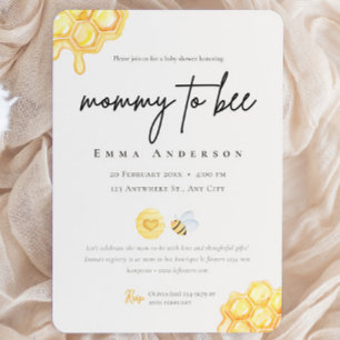 Invitation Fête de naissance Maman abeille neutre pour bébé
