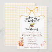 Invitation Fête de naissance Marigold Squirrel Acorn Gingham (Devant / Derrière)
