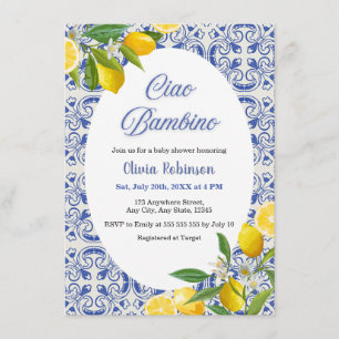 Invitation Fête de naissance Méditerranéenne Italienne Ciao B
