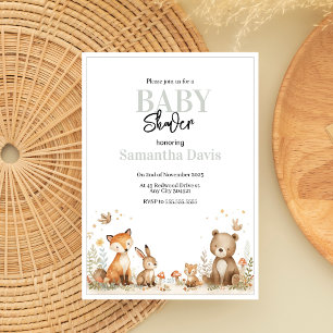 Invitation Fête de naissance minimaliste sur le thème des ani