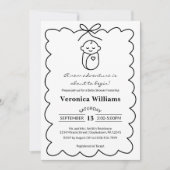 Invitation Fête de Naissance Moderne Bébé Mignon et Nœud Papi (Devant)