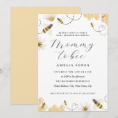 Invitation Fête de naissance Mummy To Bee Jaune (Devant / Derrière)