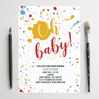 Fête de naissance Oh Baby Tache de peinture neutre