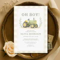 Fête de Naissance Oh Boy Farmer Tracteur Gingham G