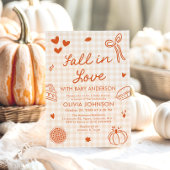 Invitation Fête de naissance Orange Gingham Dessinée à la mai