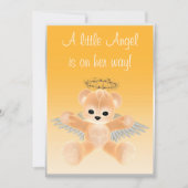 Invitation Fête de naissance Ourson Ange Orange (Devant)