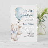 Invitation Fête de naissance Ourson Bleu Ballon (Debout devant)