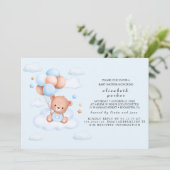 Invitation Fête de naissance Ourson Bleu Garçon (Debout devant)