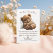 Invitation Fête de naissance ourson classique bronzé adorable