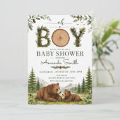 Invitation Fête de naissance ourson des bois (Debout devant)