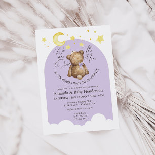 Invitation Fête de Naissance Ourson en Lavande Au-Delà de la 