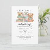 Invitation Fête de naissance Ourson Histoire pour bébé (Debout devant)