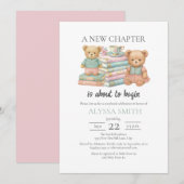 Invitation Fête de naissance Ourson Histoire pour bébé (Devant / Derrière)