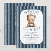 Invitation Fête de Naissance Ourson Marin Ahoy (Devant / Derrière)