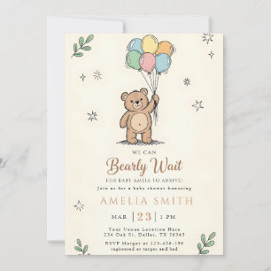 Invitation Fête de naissance ourson rose jaune capricieuse