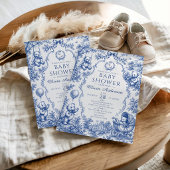 Invitation Fête de naissance Ourson Toile Bleue