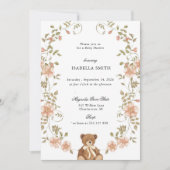 Invitation Fête de naissance Ourson Vintage (Devant)