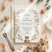 Invitation Fête de naissance Ourson Vintage