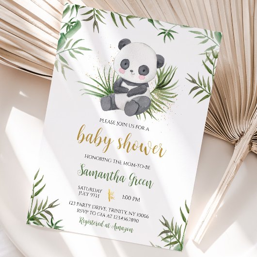 Invitation Fête de naissance Panda Bamboo Bébé