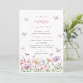 Invitation Fête de Naissance Papillon Fille (Debout devant)
