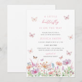 Invitation Fête de Naissance Papillon Fille (Devant / Derrière)