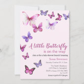 Invitation Fête de naissance Papillon Rose (Devant)