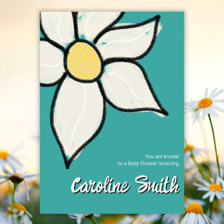Invitation Fête de naissance personnalisée avec des marguerit
