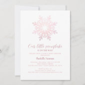 Invitation Fête de Naissance Petite Flocon de Neige Rose Blus (Devant)