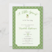 Invitation Fête de naissance Petite Pousse Vert Sauge Quatref (Devant)