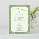 Invitation Fête de naissance Petite Pousse Vert Sauge Quatref (Debout devant)