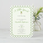 Invitation Fête de naissance Petite Pousse Vert Sauge Quatref (Debout devant)