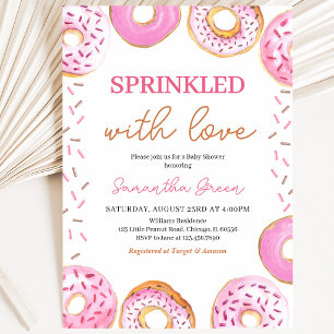 Invitation Fête de naissance Pink Girl Donuts Baby Shower
