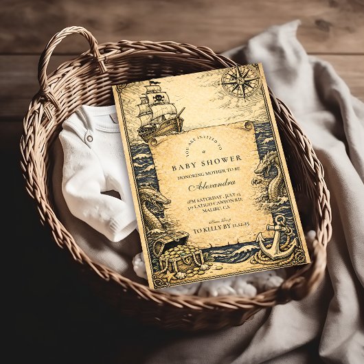 Invitation Fête de naissance pirate de conte classique