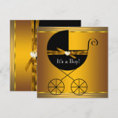 Invitation Fête de naissance pour bébé garçon au thème calèch (Devant / Derrière)