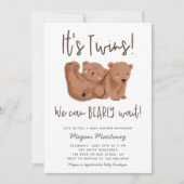 Invitation Fête de naissance pour jumeaux thème ours (Devant)