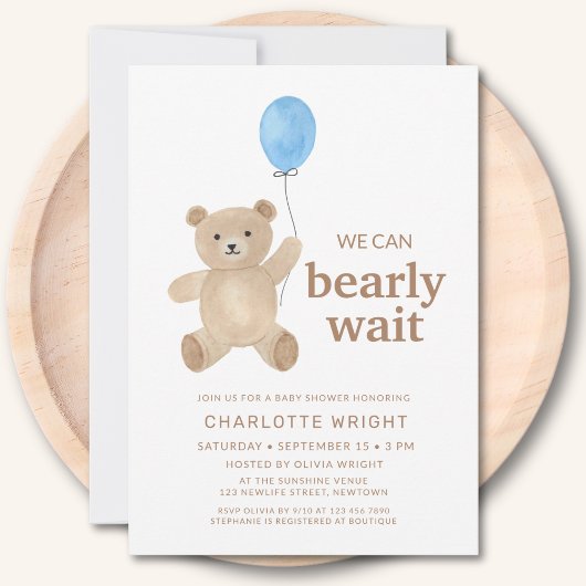 Invitation Fête de naissance pour un garçon Ourson