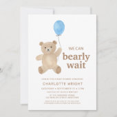 Invitation Fête de naissance pour un garçon Ourson (Devant)